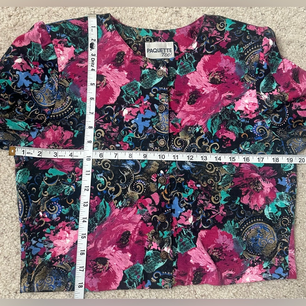 Vintage 80s Skirt Suit Set Floral Paquette Too USA Size 12 - Picture 8 of 8